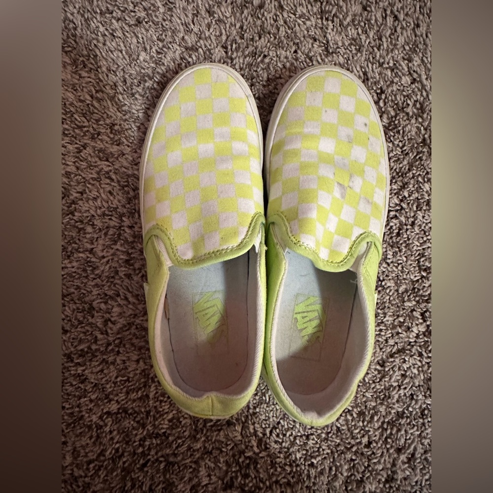 Neon green checkered vans